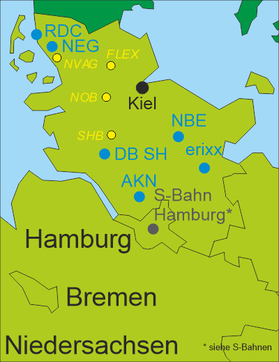 Deutschland Regionale Bahnen Schleswig-Holstein und Hamburg
