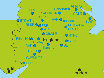 Großbritannien Museumsbahnen Endland - die Midlands